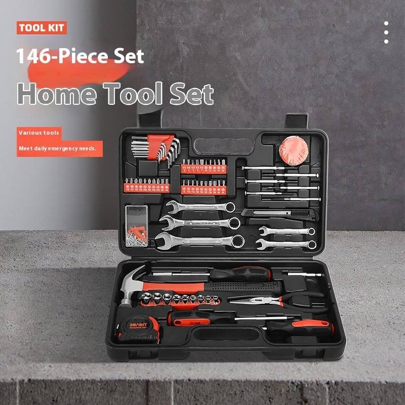 146-Piece Multi-Function Tool Kit With Plastic Toolbox & Handle For Home Repair, Car Maintenance, And DIY Projects​