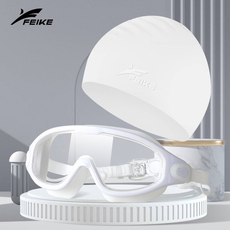 Anti-Fog Swimming Goggles For Adults – HD Wide Frame, UV Protection, Mirror Lens – With Swim Cap, Nose Clip & Waterproof Bag (Multiple Colors)​