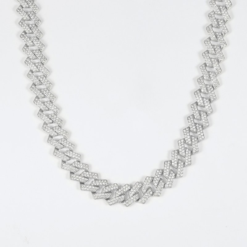 Source Manufacturer Trendy Cuban Chain Men's Hip-Hop Style Alloy Full Diamond Fashion Hot-Selling Necklace European And