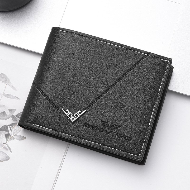 New Men's Wallet Men's Short Wallet Men's Youth Simple And Fashionable Multi-card Business Horizontal Splicing Wallet