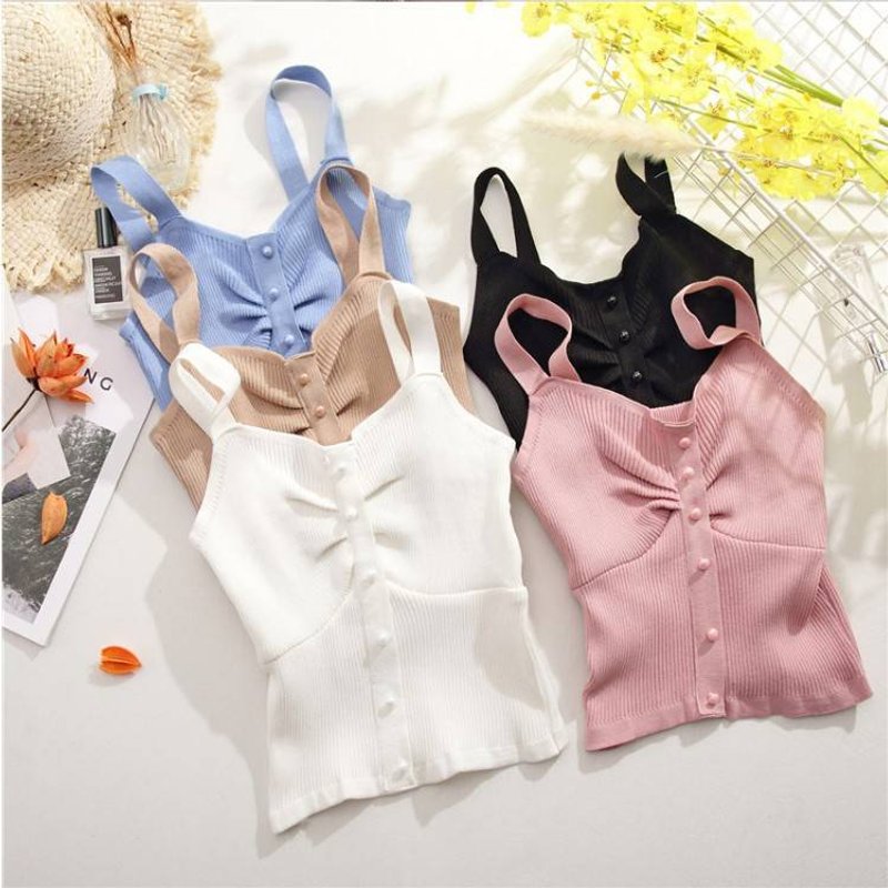 Women's summer wear small sling short sexy tube top knitted vest