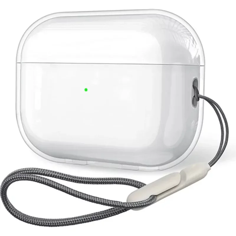 Clear Soft TPU Earphone Case For Airpods 4 3 2 1 Pro Pro2 Shockproof With Lanyard Strap For Airpods 4 Charging Case Cover