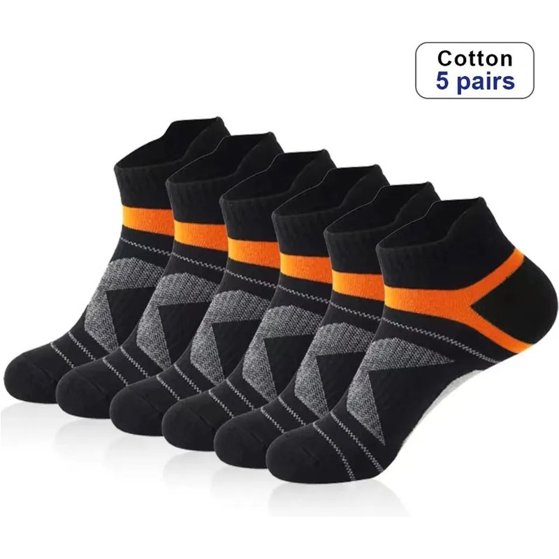 5 Pairs High Quality Men Summer Outdoor Casual Cotton Short Breathable Black Ankle Run Sports Socks Size 38-45