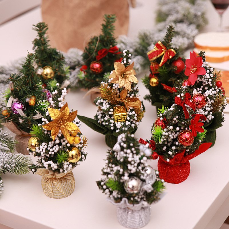 Mini small Christmas tree trumpet Christmas tree Christmas table ornaments Christmas tree decorations 20cm