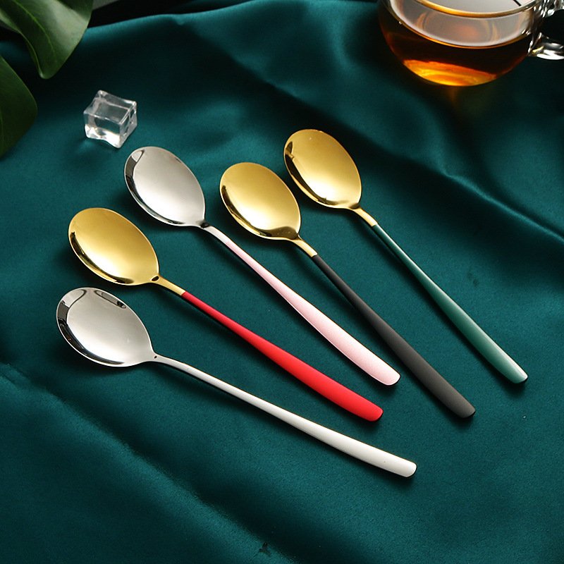 304 Stainless Steel Spoon Long Handle Multi Purpose Spoon For Cooking Coffee Dining Elegant Design Dishwasher Safe High End Tableware