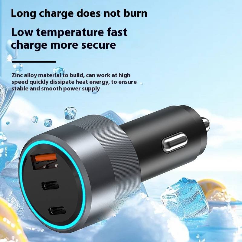 48W PD Fast Car Charger - 130W Max Output, Dual USB C Ports, QC3.0 Quick Charge