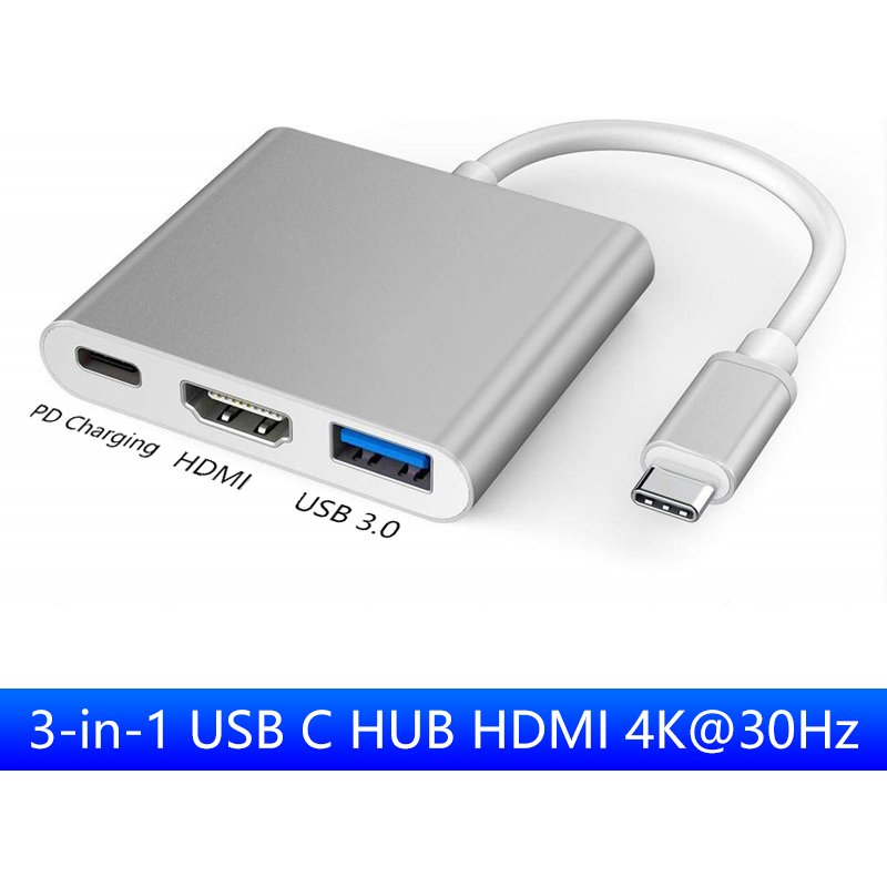 3 IN 1 HUB TYPE-C to HDMI TYPE C Extension Cable USB 3.0 Converter HDMI-compatible Adapter for PC Laptop book
