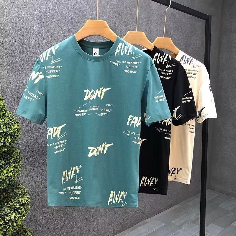 Men's Clothing Short Sleeved Summer Thin Letter Printed Half Sleeved T Shirt