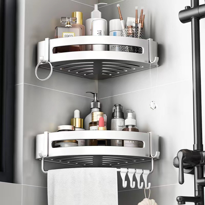 Bathroom Punch Free Corner Rack Toilet Wall Mounted Gun Gray Edge Type Corner Rack Kitchen Corner Storage Rack