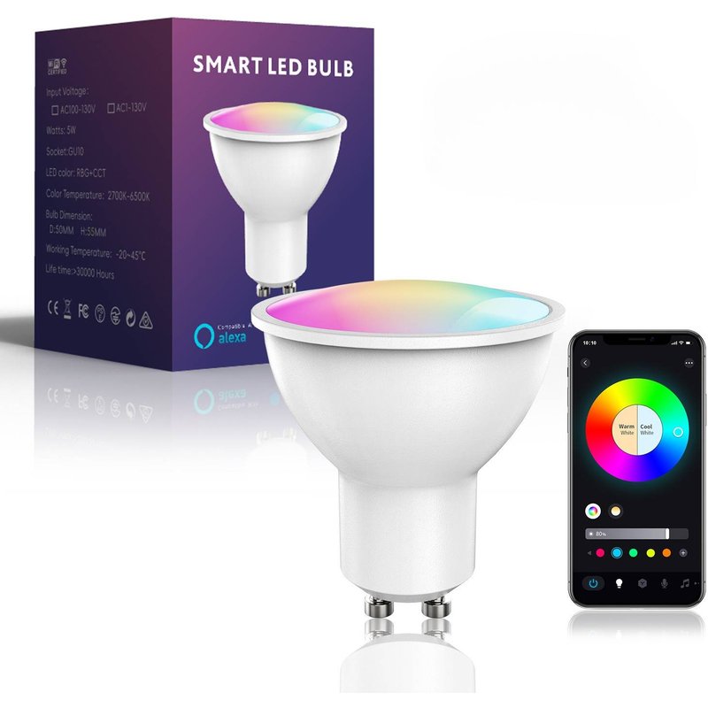 Light Bulbs WIFI Bluetooth Dimming Color RGB Colorful Timing Voice Smart 5W Lamp Cup Spotlight Track