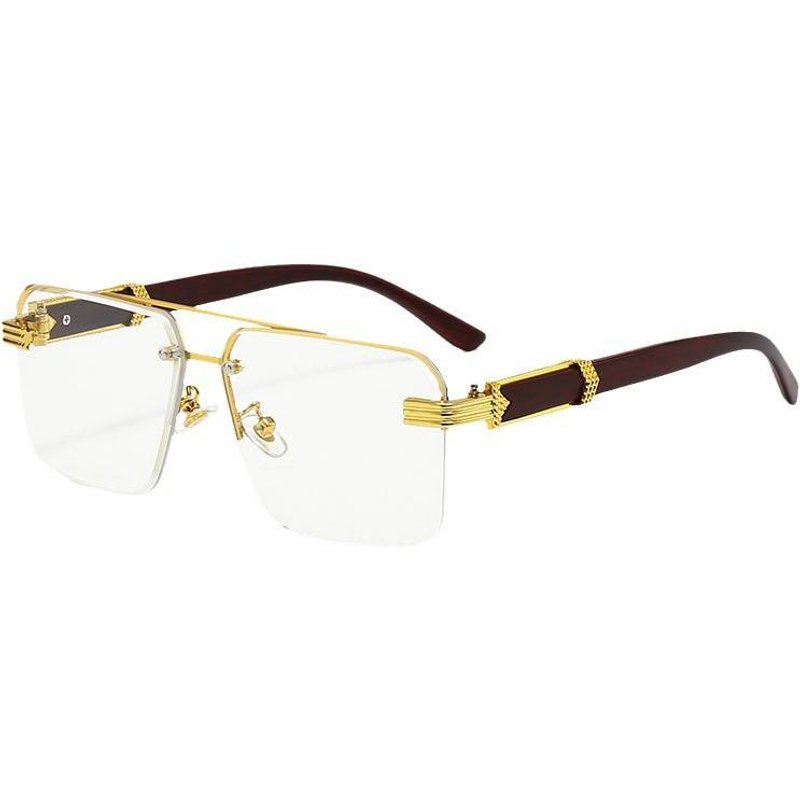 Unisex Accessories Semi-Rimless Sunglasses – Diamond Cut Frame & Marble Temples (UV400 & Fashion)​