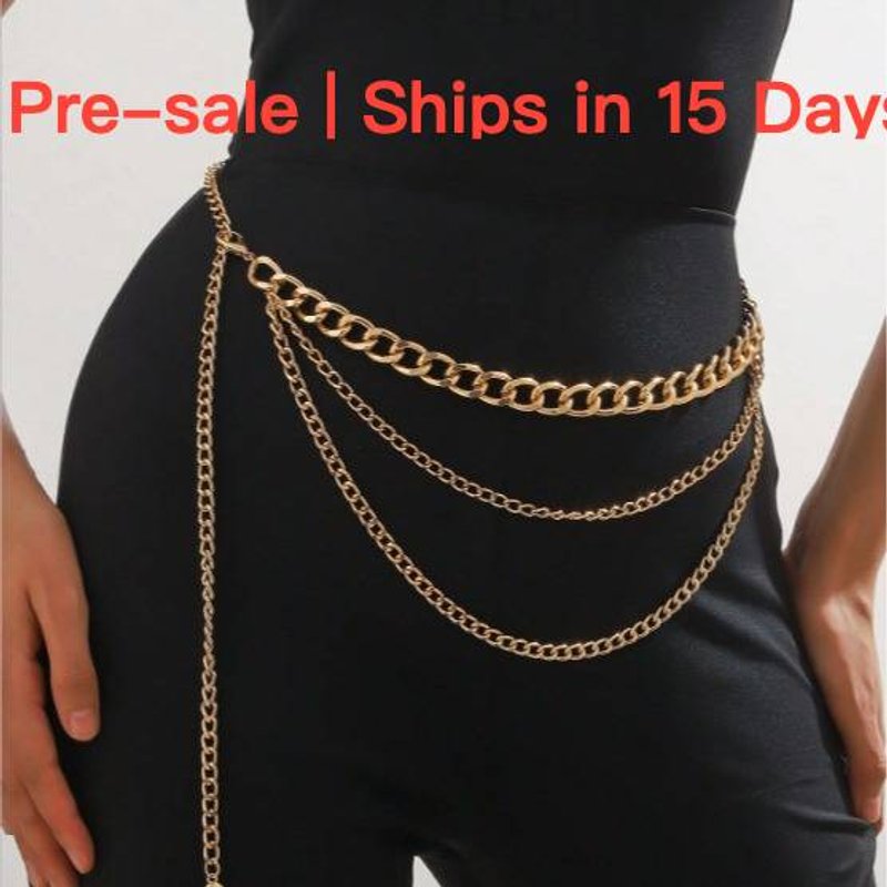 【Pre-sale | Ships In 15 Days】women's Metal Waist Chain Waist Chain Wave Metal Chain Cute Waist Chain Waist Accessories