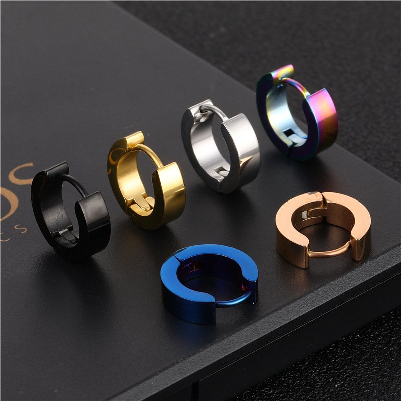 1 pair Fashion Ear Clip Non Piercing Earrings Fake Earrings for Men Circle Round Earring Punk Rock Style Jewelry Gift