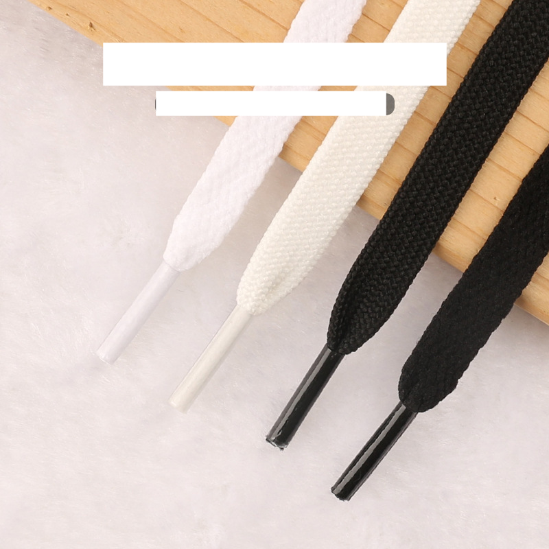 A- standard high-top canvas shoelaces single and double-layer black and white flat thick small white shoelaces