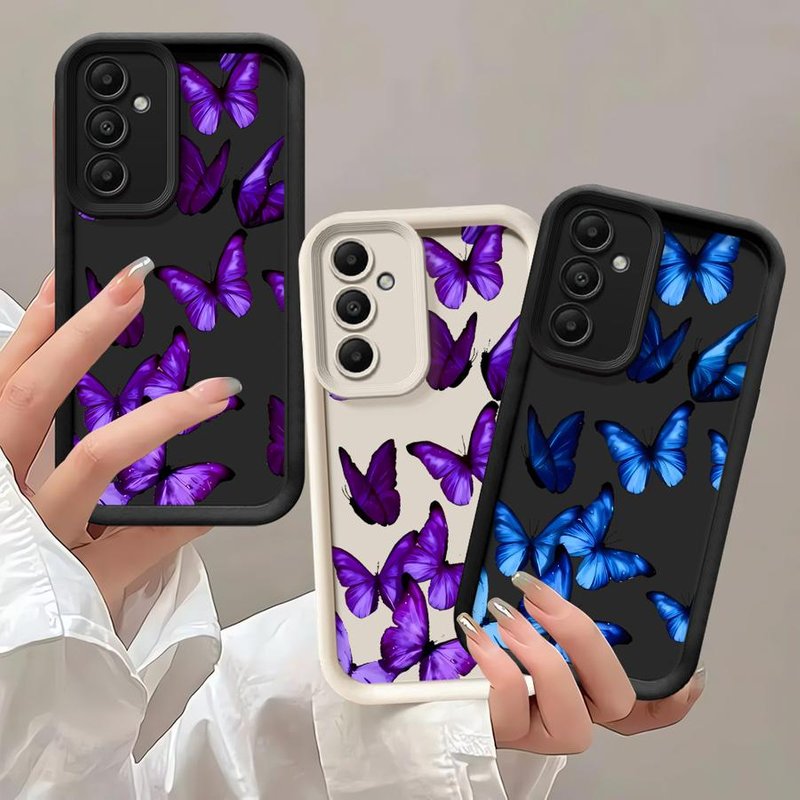 INS Retro Butterfly Phone Case For Samsung Galaxy A54 A24 A53 A16 A52s A22 A52 A73 A51 A13 A35 A34 A55 ShockProof Cover