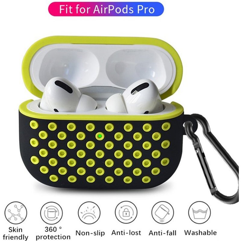 Cover For Airpod Pro Case Shock-proof Honeycomb Double Layer Silicone Protective Hook with Case For Airpods Pro