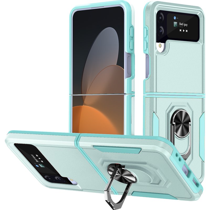 Anti-Fingerprint Matte Feeling Folding Case for Samsung Galaxy Z Flip4 5G Flip 4 Zflip4 Stand Holder Finger Ring Cover F