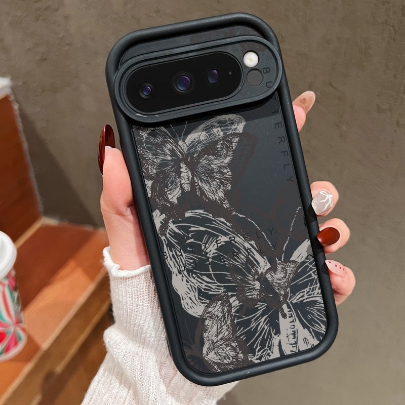 Black Butterfly Pattern TPU Case For Google Pixel 8 7 Pro 7A 8A Pixel 9 Pro XL Shockproof Soft Silicone Phone Cover Cases