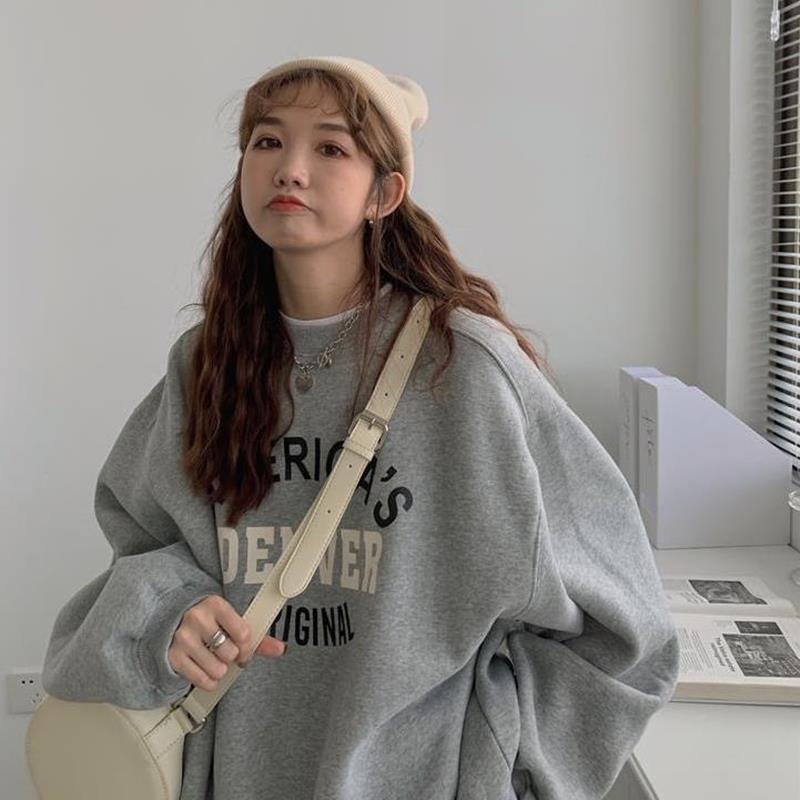 Women’s Clothing Women's Round Neck Sweatshirt For Women Spring, Autumn And Winter Student Printed Letter Pullover Top