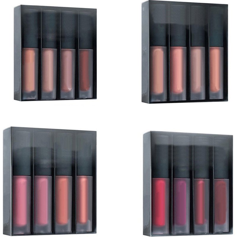 Hislaves 4Pcs Women Moisturizer Matte Liquid Lip Glosses Lipsticks Set Cosmetic Makeup