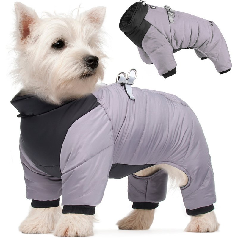 New dog clothes autumn and winter reflective waterproof puppy clothes thickened dog four-legged pet cotton-padded jacket wholesale