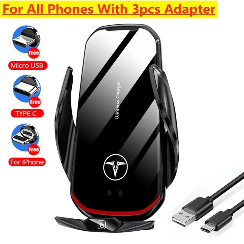 Wireless Charger Phone Holder Stand Smart Magnetic 15W Fast Charging Station Car Bracket Mount For IPhone Xiaomi Samsung