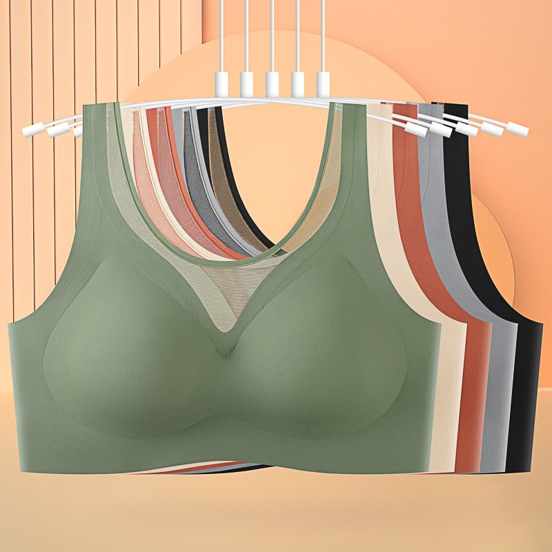Women's Intimates Seamless Backless Steel Ring Fixed Cup Underwear Women's Large Size Vest Bra Gathered Upper Collection Auxiliary Bra Cup