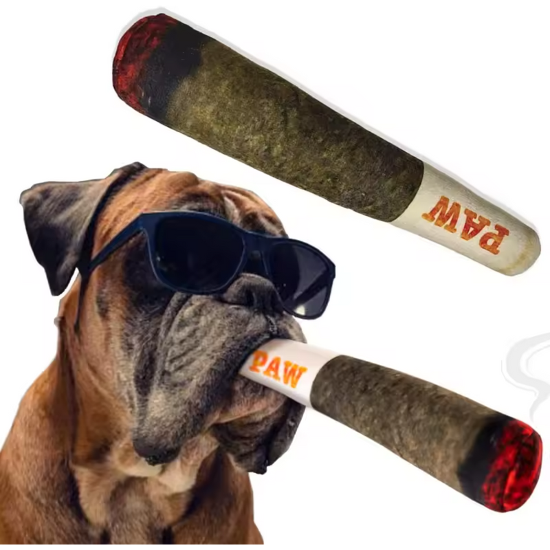 Funny Interactive Dog Toys - Cigar Design Plush Squeaky Pet Toys Grinding Teeth Creative Chew Toy For Small Medium Dog