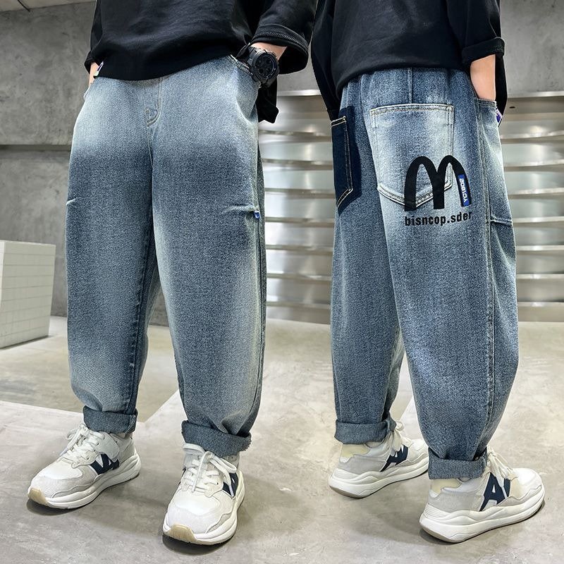 Boys' Denim Pants Spring And Autumn Children's Fall Sweatpants Casual Pants