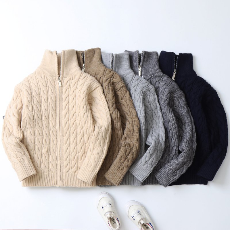 Mother & Kids Lambswool Stand Collar Sweater - Thick Knit Pullover For Big Kids (8+ Years), Soft & Warm Winter Clothing (Multiple Colors & Sizes)