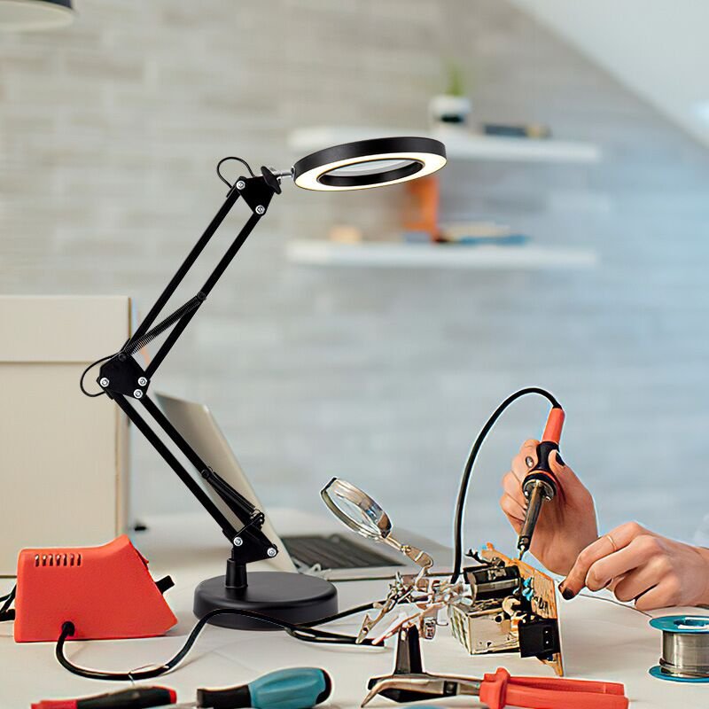 USB 5X Magnifying Glass Desk Lamp Magnifier 64 LED Reading Lamp 3 Colors Dimming For Welding/Beauty