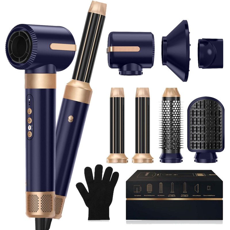 7 In 1 Hair Dryer Brush Brushless High Speed Hair Dryer With Diffuser Ionic Blow Dryer Hot Air Styling Comb Auto Hair Curler