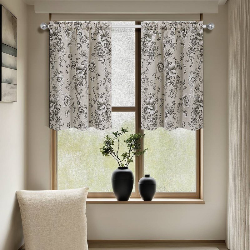 Curtains Printing, Rod Through, Short Curtains, Blackout Curtains, Kitchen Sunscreen Partition Curtains