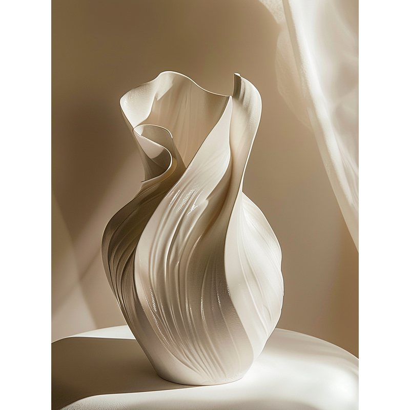 Nordic Creative Ceramic Vase Rotating Aesthetic Ornament Advanced Living Room Entrance Desktop Dining Table Dried Flower