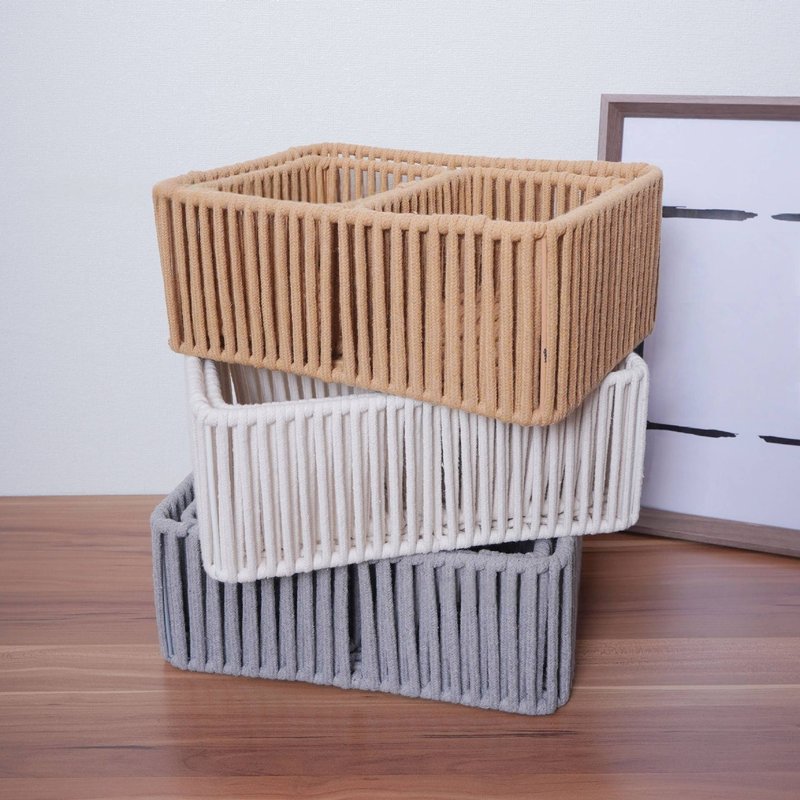 Handwoven Cotton Rope & Metal Frame Storage Basket - Japanese-Style Desktop Organizer For Snacks, Fruits & Home Essentials