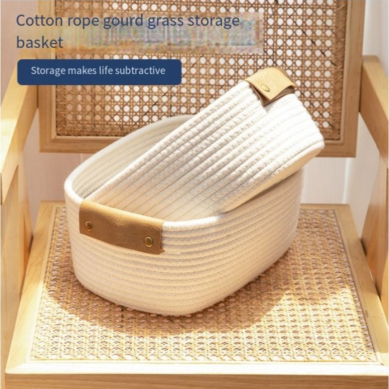 Multifunctional Storage Basket Household Small Items Storage Basket Sundries Storage Basket Snack Desktop Cotton Rope Woven Storage Box