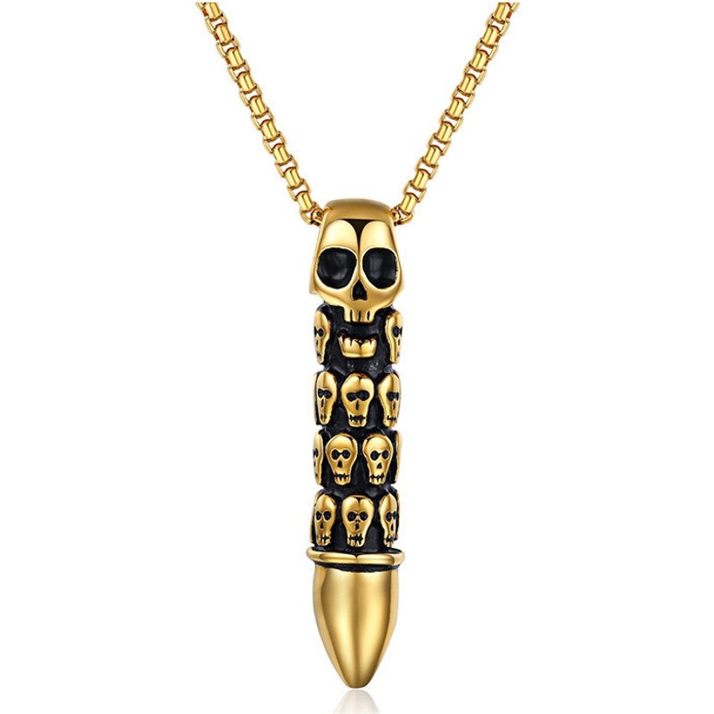 Skull Stainless Steel Pendant Necklace Men's Classic Fashion Charm Collar Necklace Hip-hop Rapper Gothic Jewelry For Boyfriend
