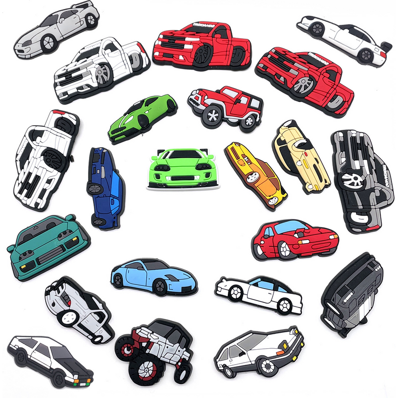 Car Cartoon Shoe Flower Decoration Buckle Croc Shoe Buckle Soft Glue Removable Garden Shoe Accessories Accessories