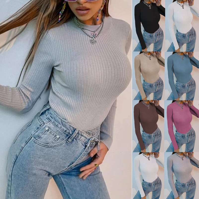 Women's Half Turtleneck Sweater Top T-shirt