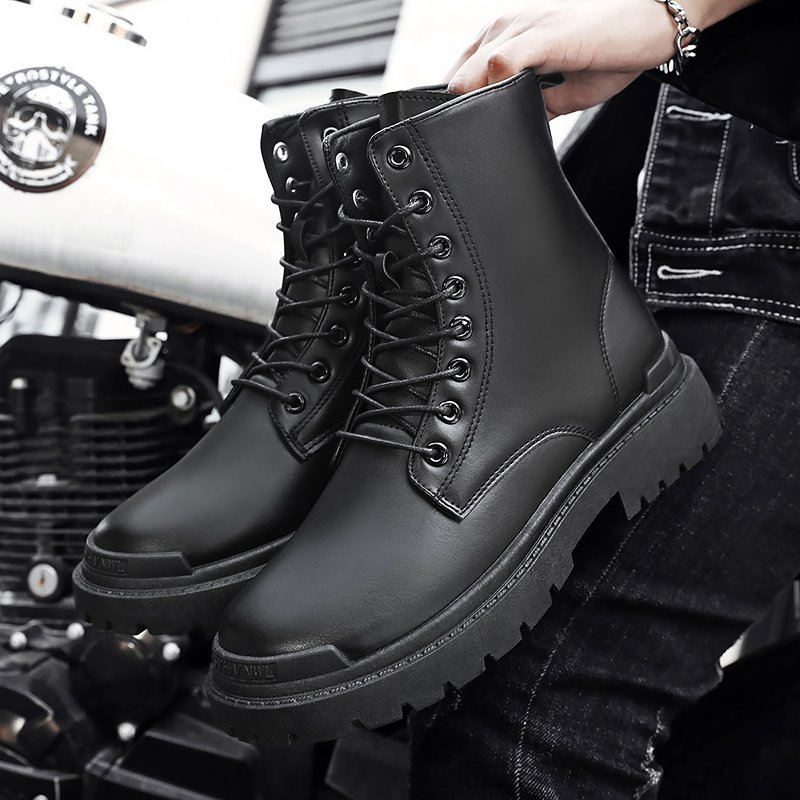 Automne hiver nouveau Martin bottes tendance hommes haute bottes en cuir bottes de travail bottes de moto imperméable et antidérapant