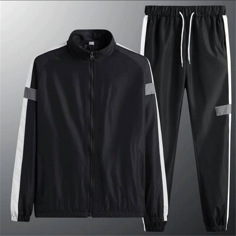 2025 Fashion Thin Tracksuits Men's Stand Collar Long Sleeve Zipper Jacket + Sweatpants 2 Piece Casual Sport Sets M-6XL
