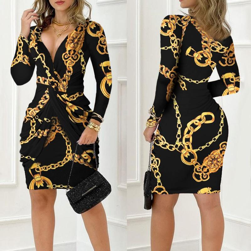 Women's Slim Print Halter Dress