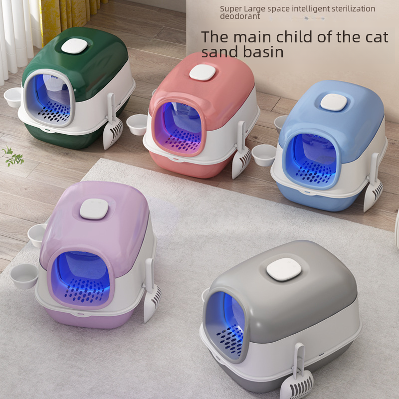 Cat Litter Box Oversized Fully Closed Top-in Foldable Smart Cat Toilet Cat Litter Box With Sterilization Deodorant Wholesale