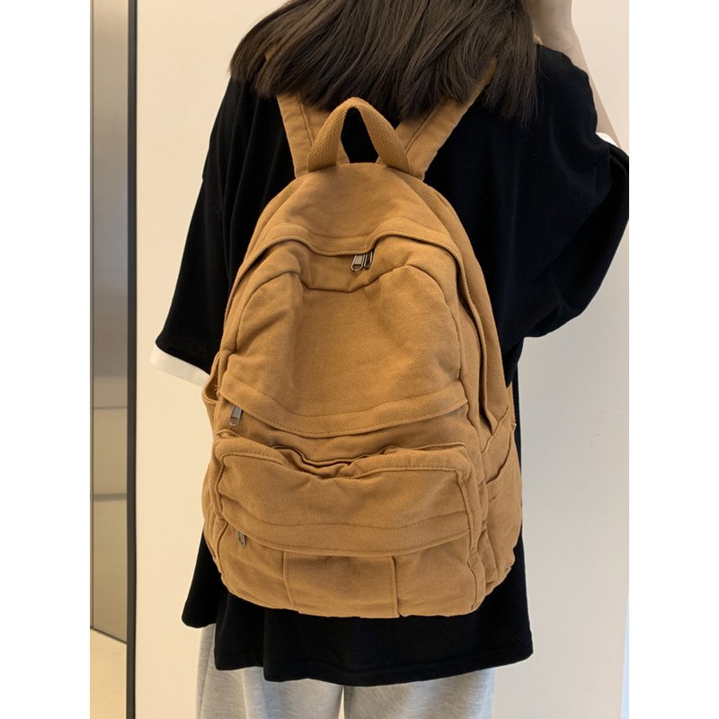 Wome Cotto Cavas Cute Studet Bookbag Travel Backpack Fashio Rucksack For Tee Girls School Bag Kids Gift Khaki
