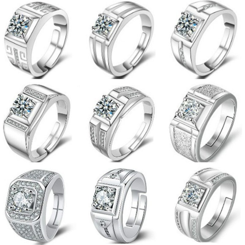 popular with fashionable and novel square diamond men's rings. men's rings are inlaid with stars.