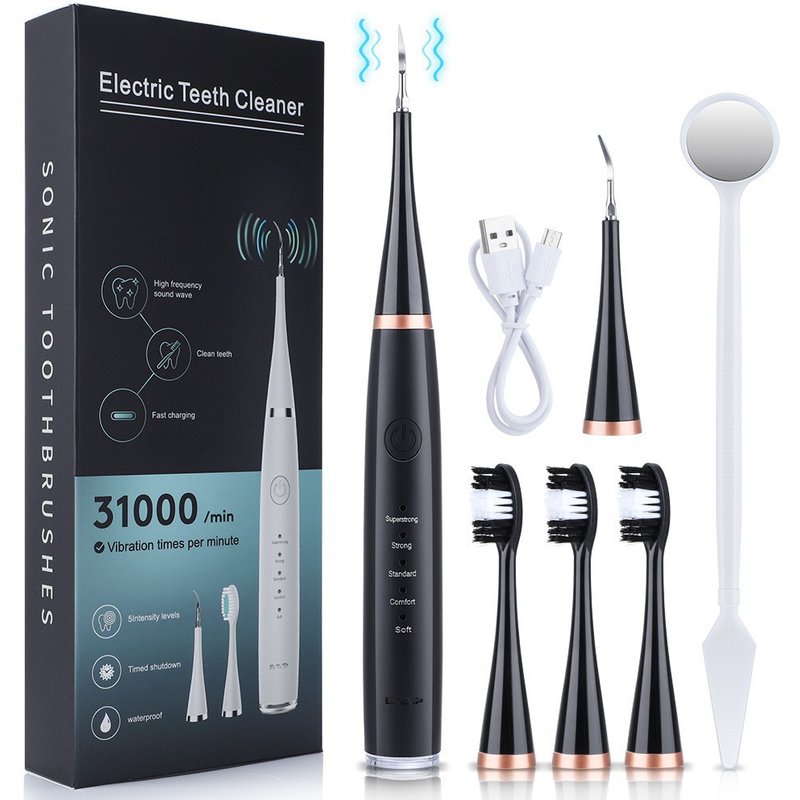 5-speed High-frequency Vibration USB Electric Toothbrush Dental Cleaner Set For Removing Stains And Stones