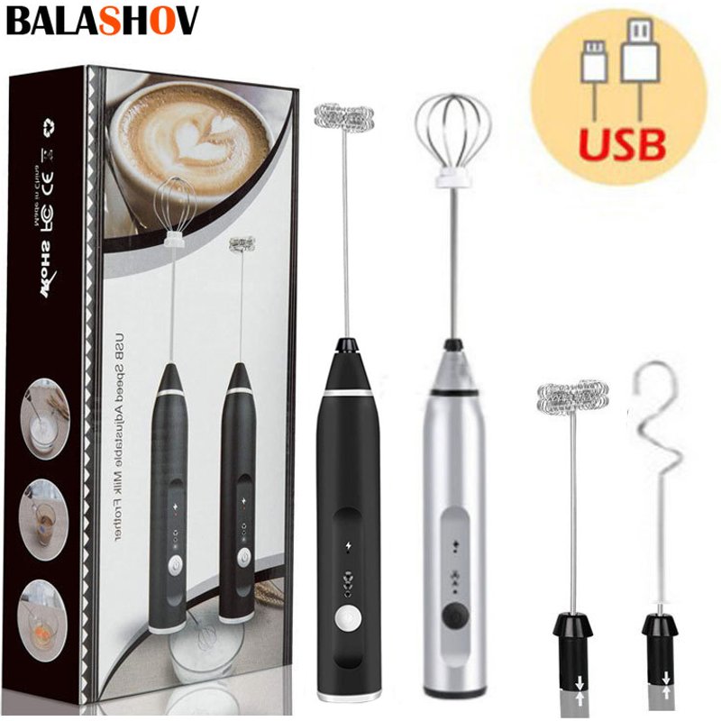 Electric Milk Frothers Handheld Wireless Blender USB Mini Coffee Maker Whisk Mixer Cappuccino Cream Egg Beater Food Blender