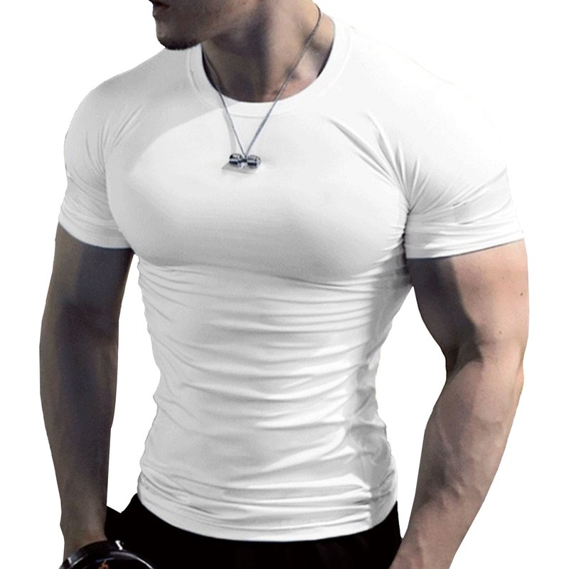 Men's Crew Neck Casual Muscle T-Shirt Short Sleeve Solid Gym T-Shirt Slim Fit Lightweight T-Shirts