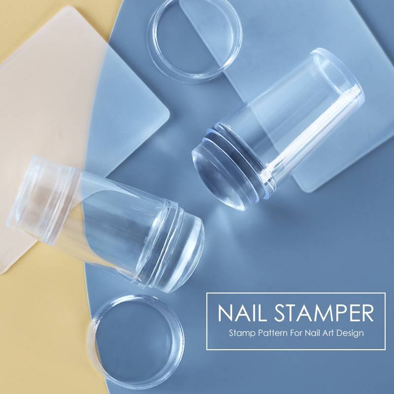 Nail Stamper Clear Silicone Head For France nail maincure with Cap Nail Art Stamping PlateTransparent Nail Stamper Templates