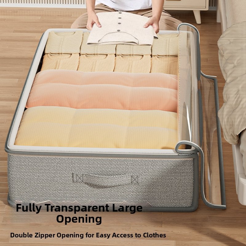 Under-Bed Storage Bags With Clear Window - Extra Large Foldable Organizer For Seasonal Clothes, Blankets & Shoes